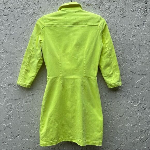 RETROFETE Willa Denim Jean Mini Dress Size Small Stretchy Button Front - Picture 4 of 10